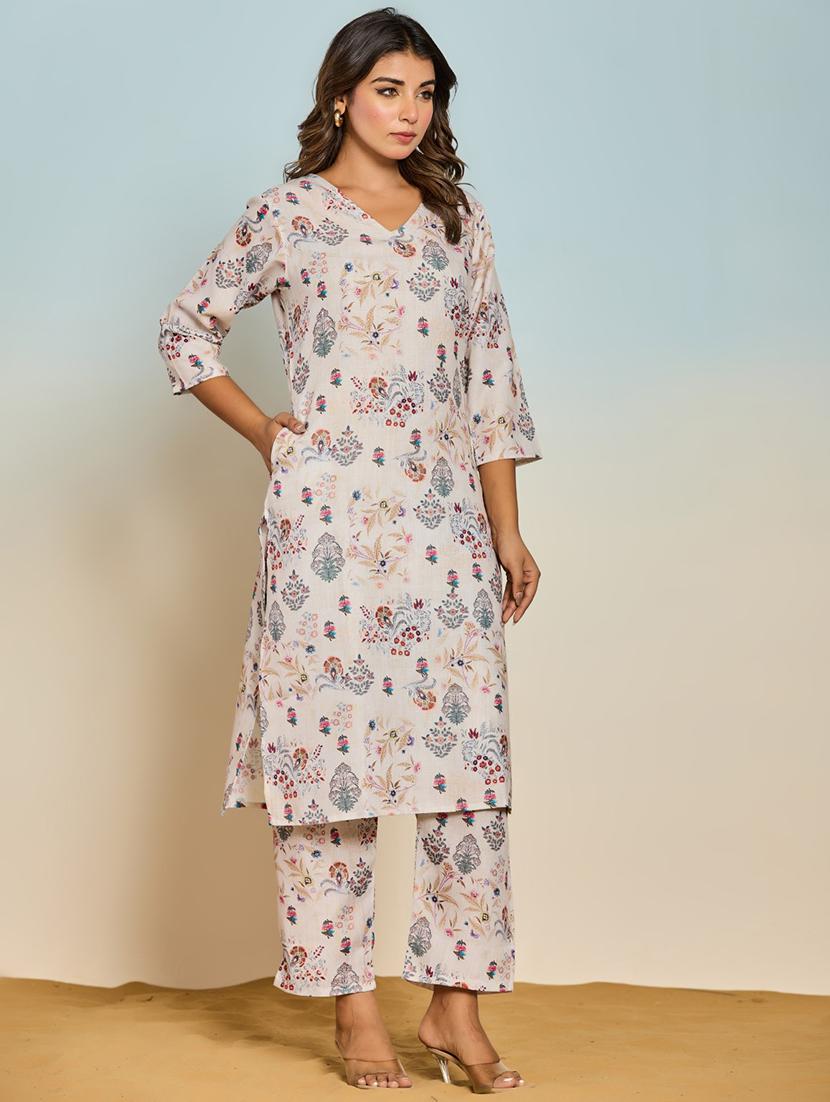 women three quarter sleeve straight kurta - 21962021 - Standard Image - 1