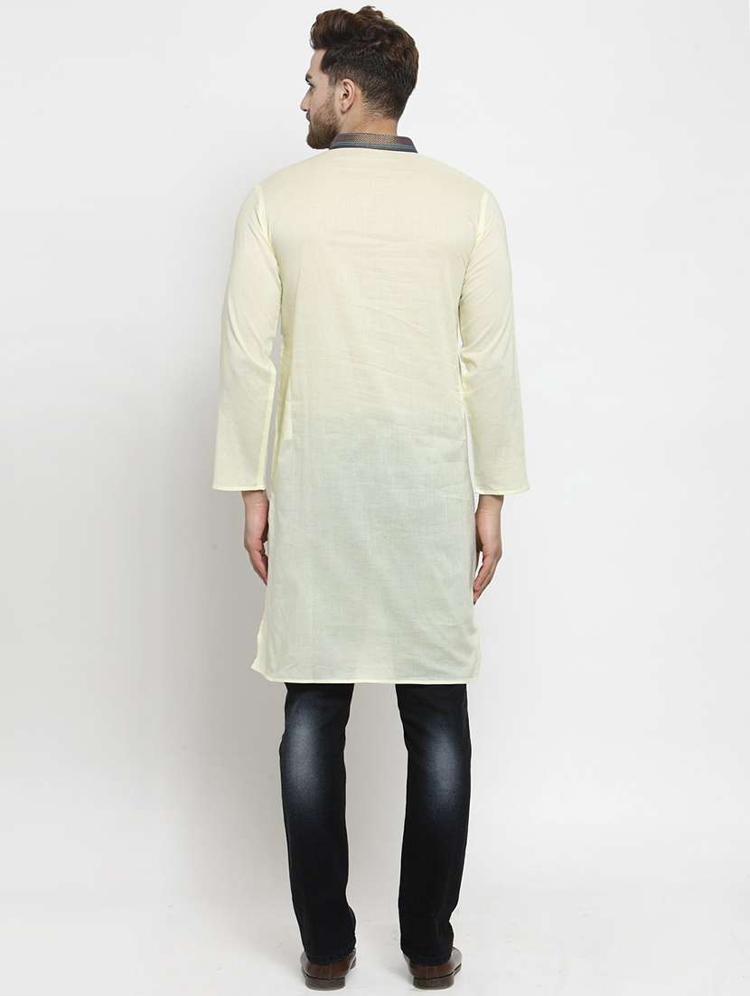 men solid mandarin neck long kurta - 21962066 -  Standard Image - 4