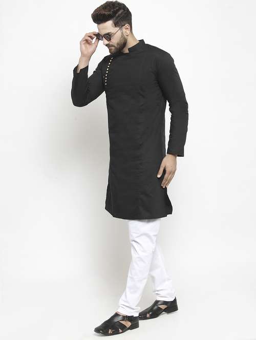 men solid mandarin neck long kurta - 21962068 - Standard Image - 0