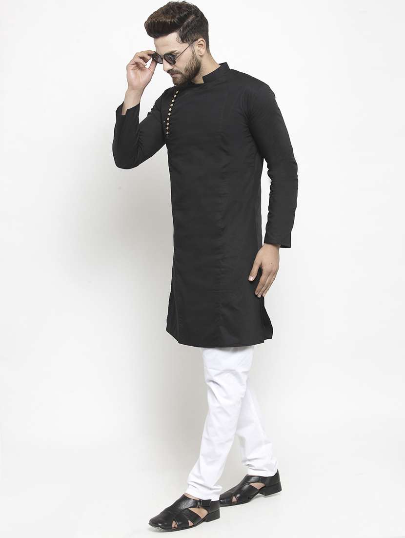 men solid mandarin neck long kurta - 21962068 - Zoom Image - 0