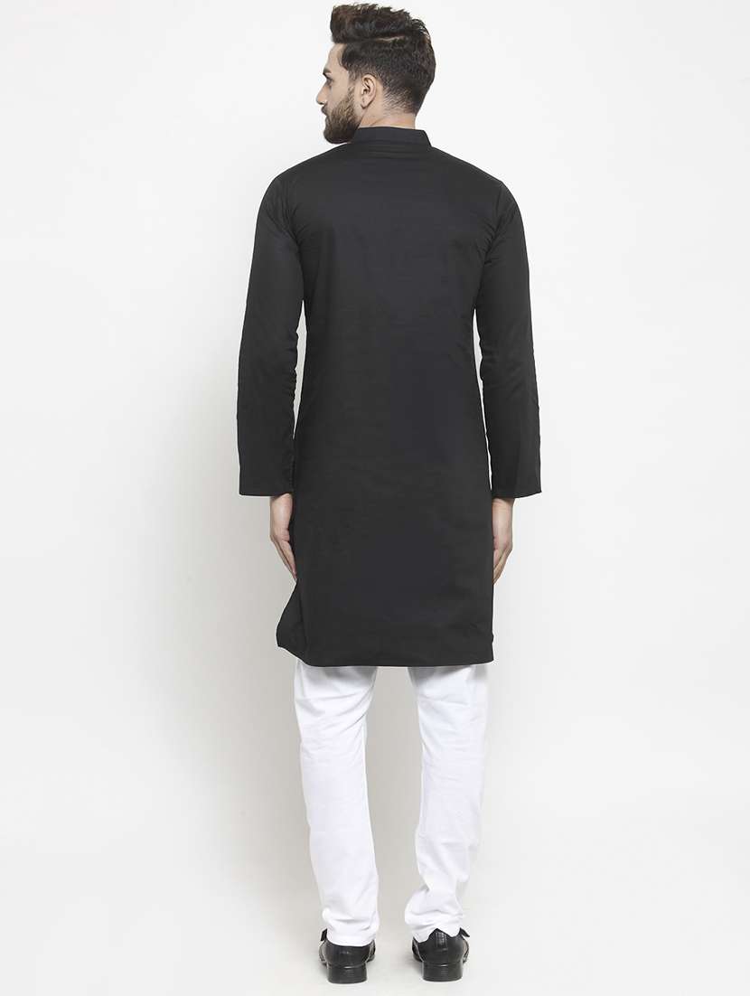 men solid mandarin neck long kurta - 21962068 - Standard Image - 4