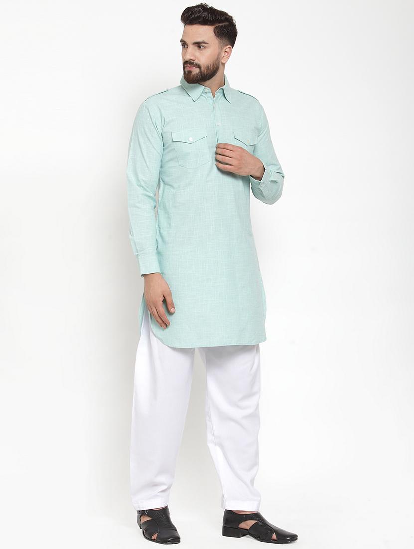 men solid long sleeve pathani kurta - 21962074 - Standard Image - 1