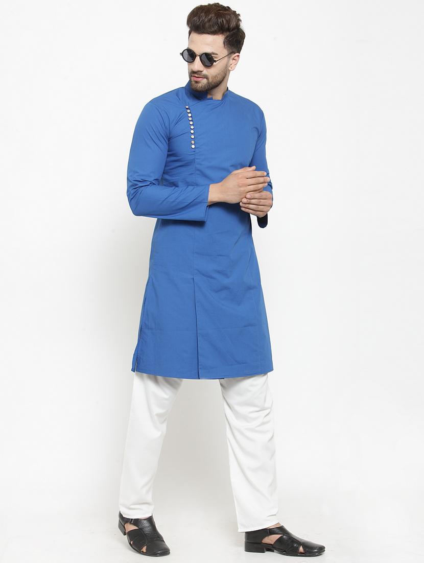 men solid mandarin neck long kurta - 21962083 - Zoom Image - 0