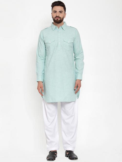men solid long sleeve pathani kurta - 21962087 -  Standard Image - 0