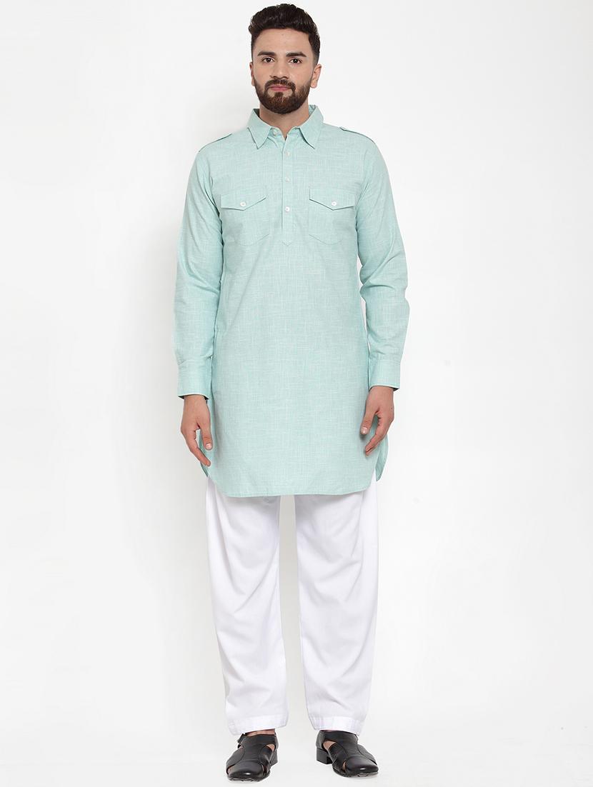 men solid long sleeve pathani kurta - 21962087 -  Zoom Image - 0