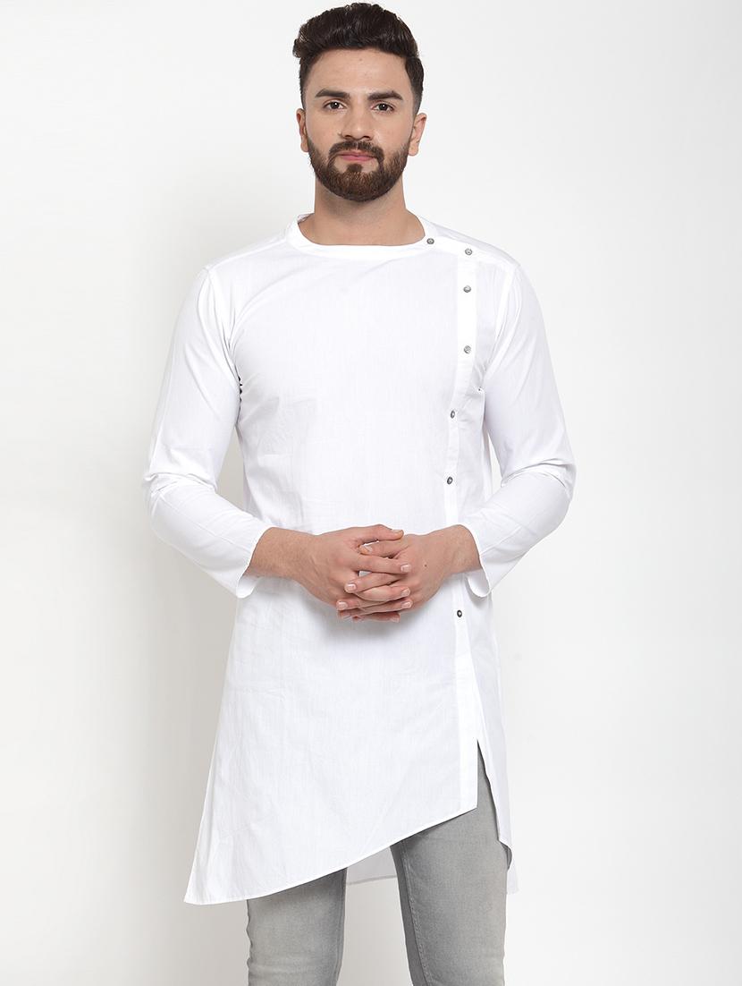 men solid long sleeve asymmetric kurta - 21962088 -  Zoom Image - 0
