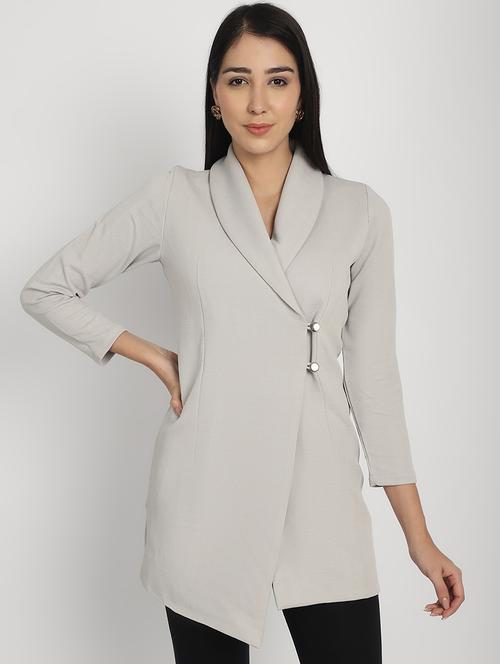 women solid long sleeve double breasted blazer - 21962093 -  Standard Image - 0