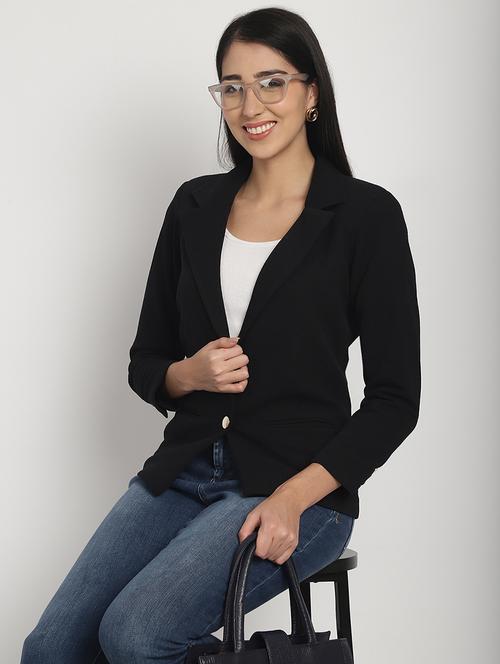 women solid long sleeve single breasted blazer - 21962095 -  Standard Image - 0