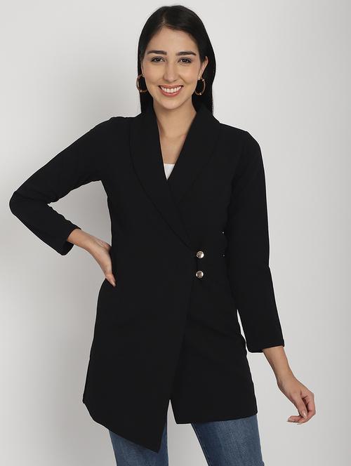 women solid long sleeve doublebreasted blazer - 21962096 - Standard Image - 0