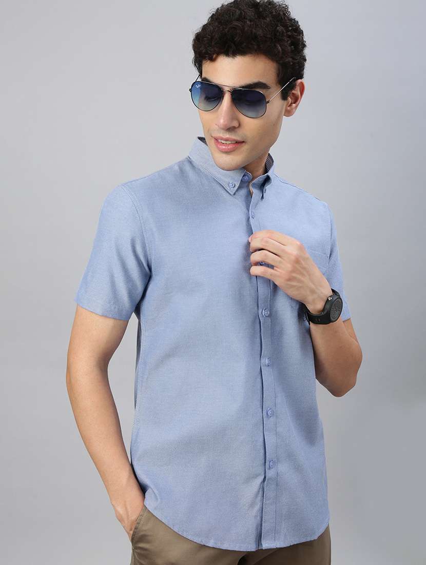men solid short sleeve regular fit casual shirt