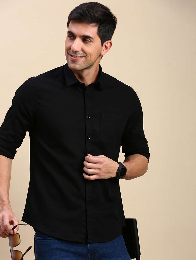 men solid long sleeve regular fit casual shirt