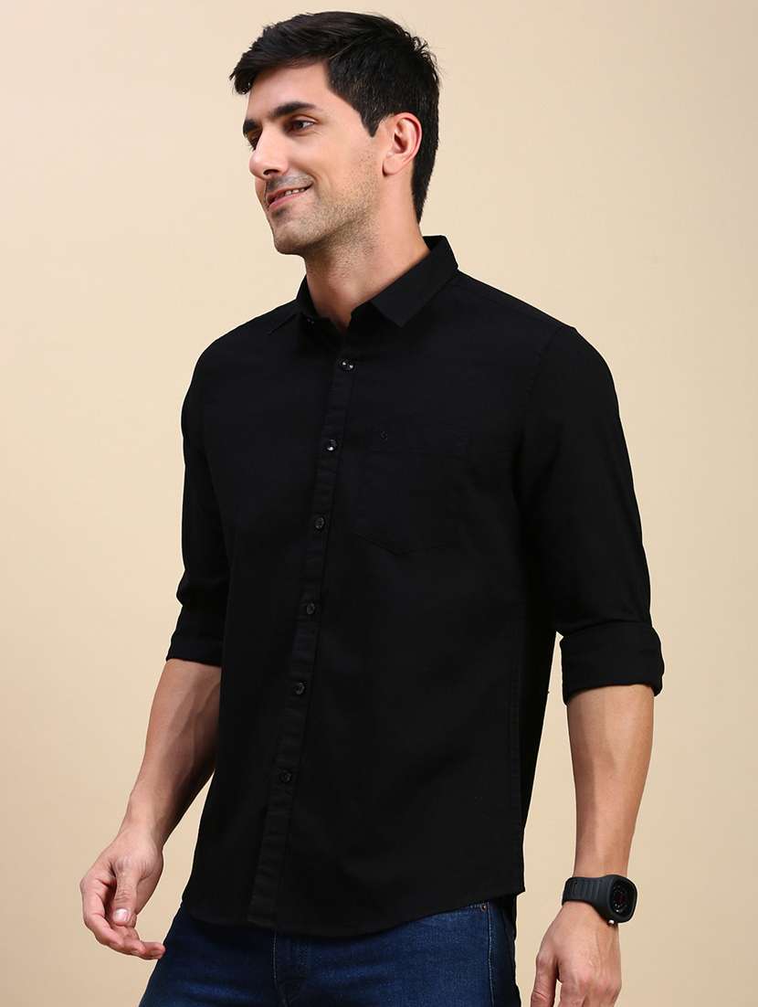 men solid long sleeve regular fit casual shirt - 21962099 - Standard Image - 1