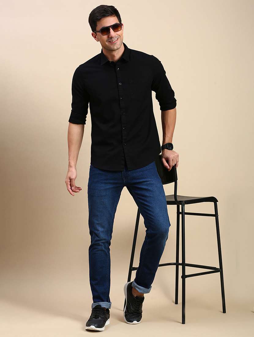 men solid long sleeve regular fit casual shirt - 21962099 - Standard Image - 4