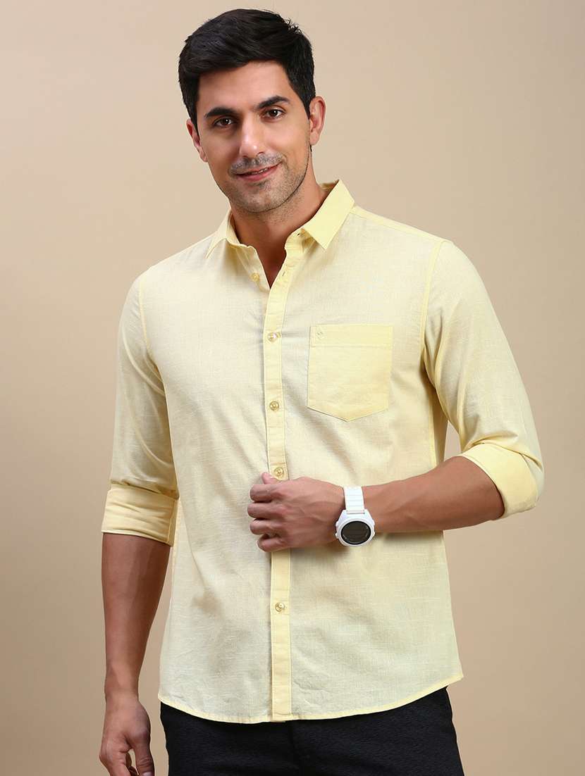 men solid long sleeve regular fit casual shirt - 21962101 -  Standard Image - 1