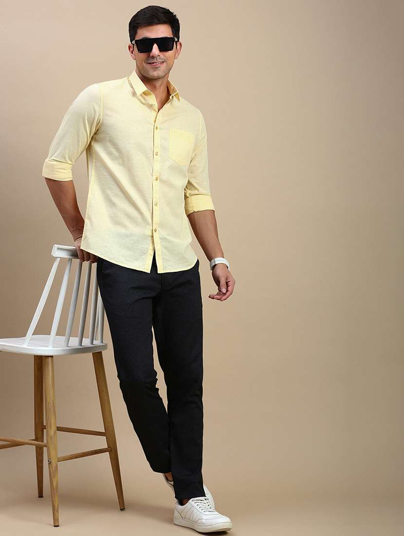 men solid long sleeve regular fit casual shirt - 21962101 -  Standard Image - 4