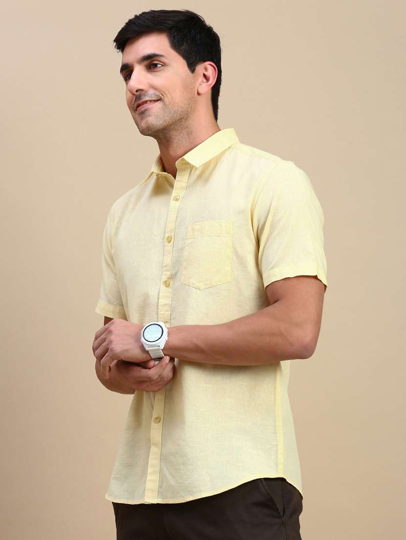 men solid short sleeve regular fit casual shirt - 21962102 -  Standard Image - 1