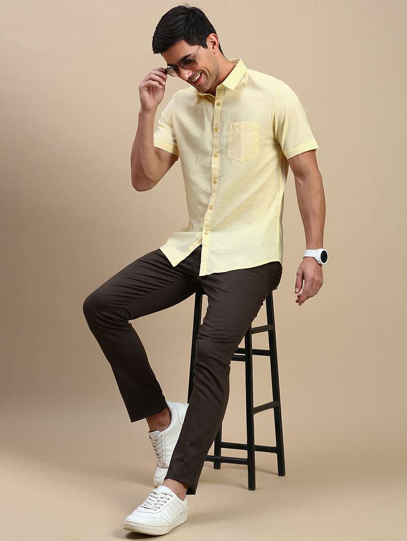 men solid short sleeve regular fit casual shirt - 21962102 -  Standard Image - 4