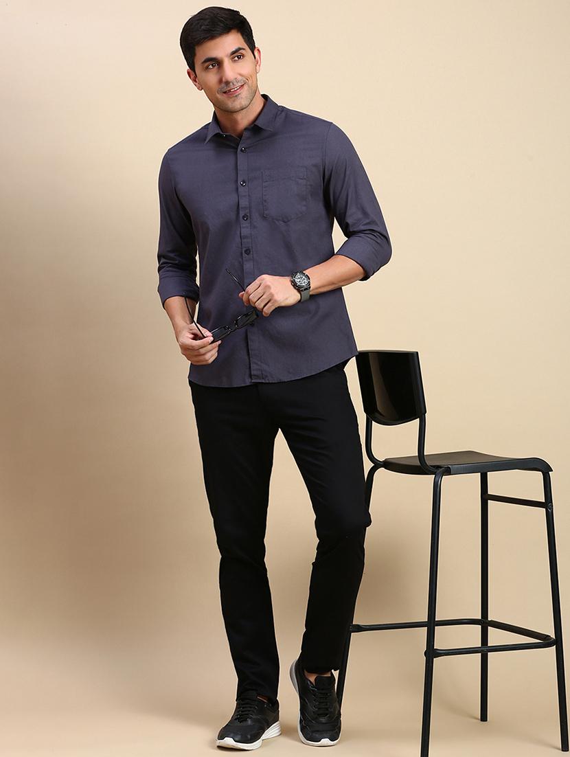 men solid long sleeve regular fit casual shirt - 21962103 - Standard Image - 4