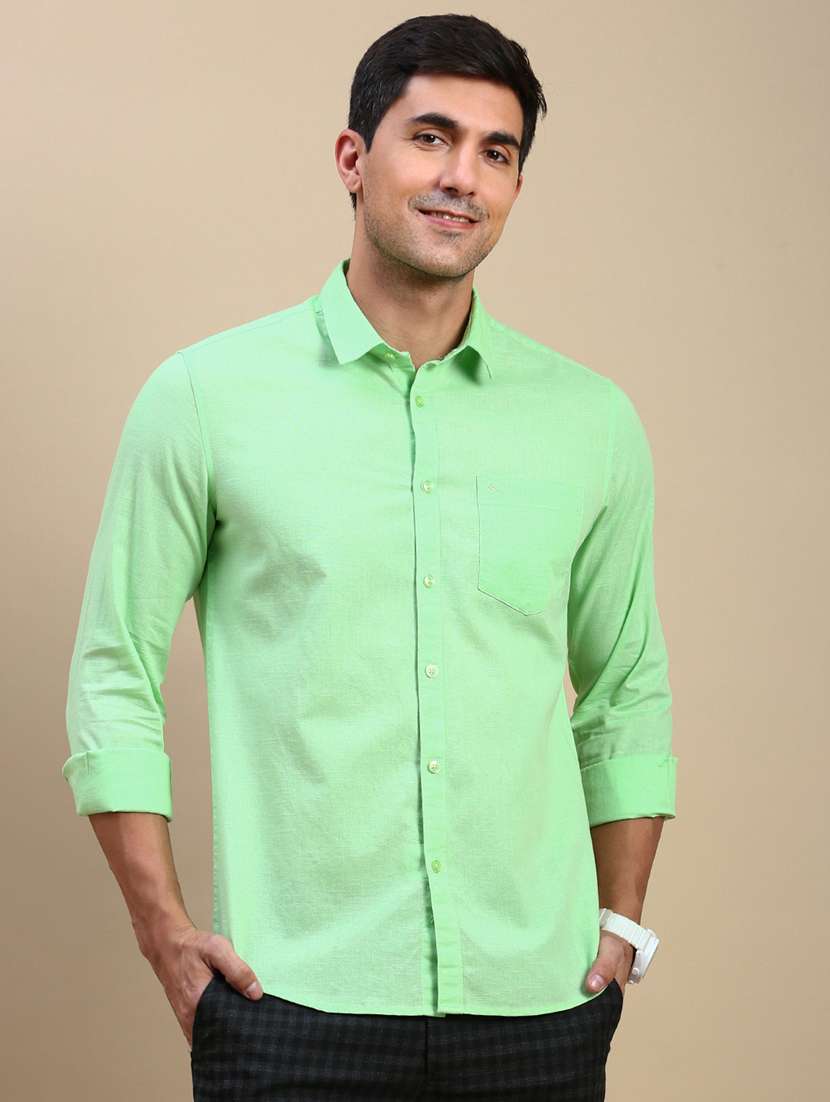 men solid long sleeve regular fit casual shirt - 21962105 -  Standard Image - 1