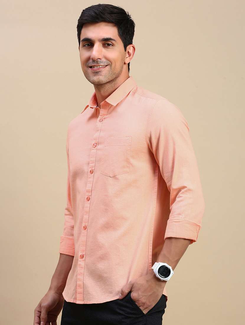 men solid long sleeve regular fit casual shirt - 21962107 -  Standard Image - 1