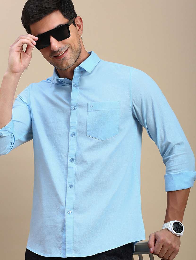 men solid long sleeve regular fit casual shirt