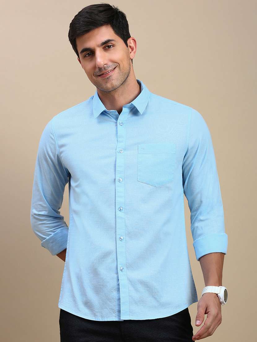 men solid long sleeve regular fit casual shirt - 21962109 -  Standard Image - 1