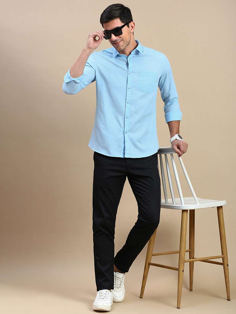 men solid long sleeve regular fit casual shirt - 21962109 -  Standard Image - 4