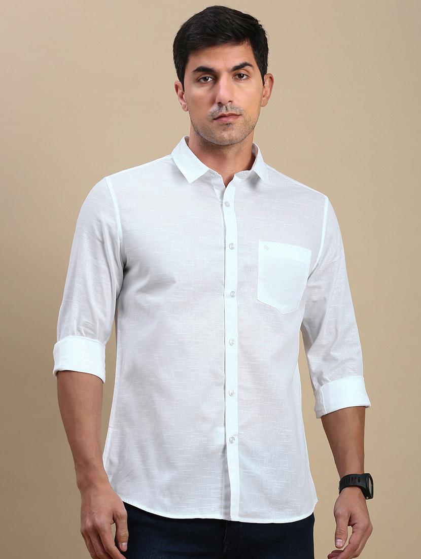 men solid long sleeve regular fit casual shirt - 21962111 - Standard Image - 1