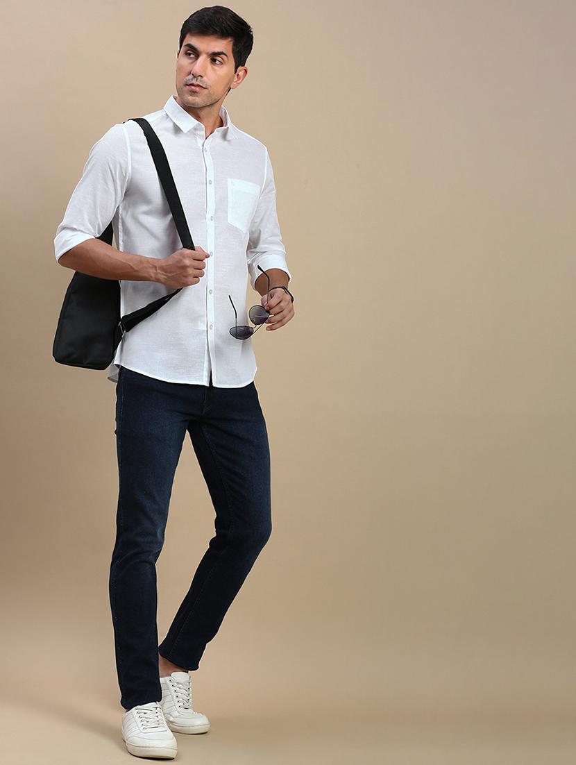 men solid long sleeve regular fit casual shirt - 21962111 - Standard Image - 4