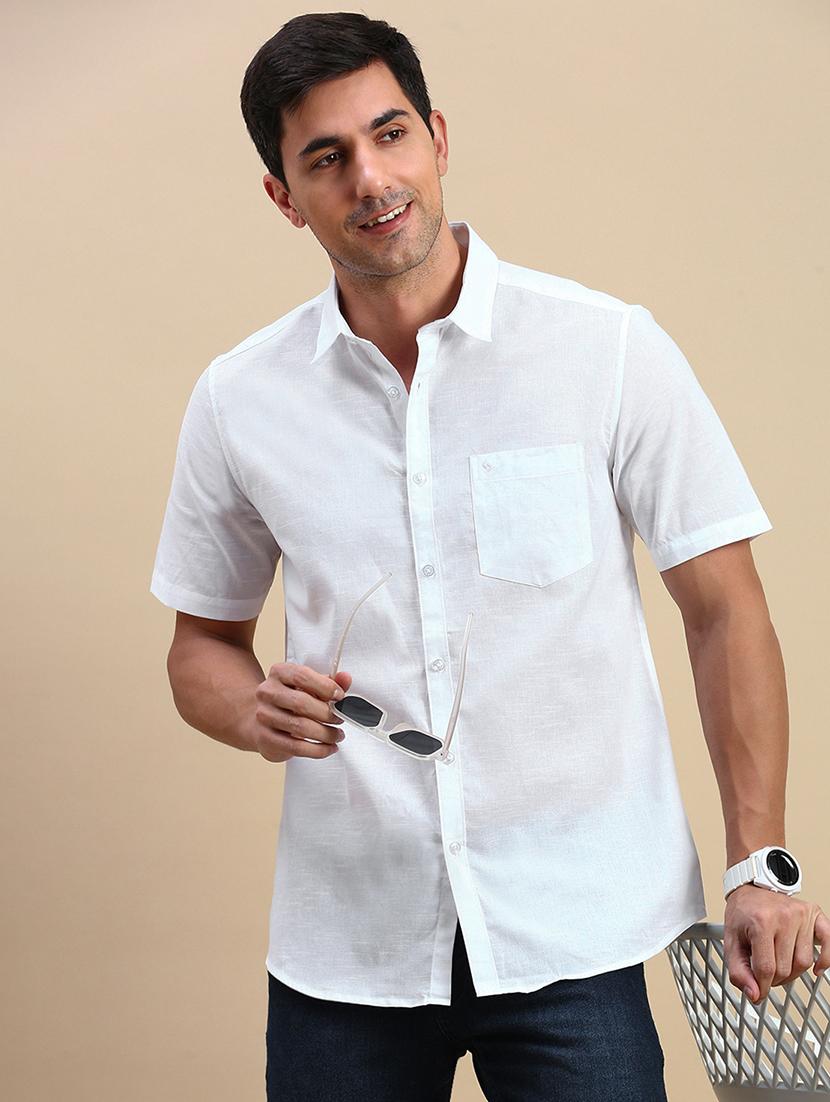 men solid short sleeve regular fit casual shirt - 21962112 - Zoom Image - 0