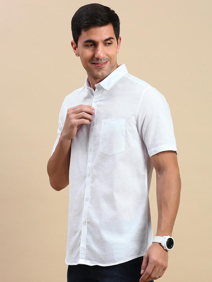 men solid short sleeve regular fit casual shirt - 21962112 - Standard Image - 1