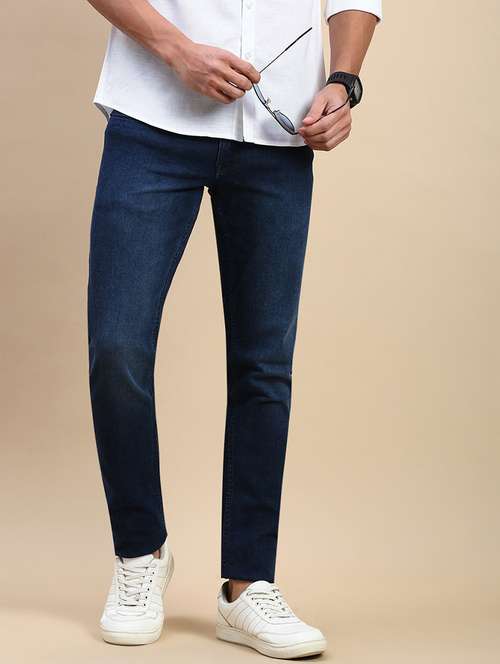 men solid slim fit mid rise jean - 21962128 - Standard Image - 0