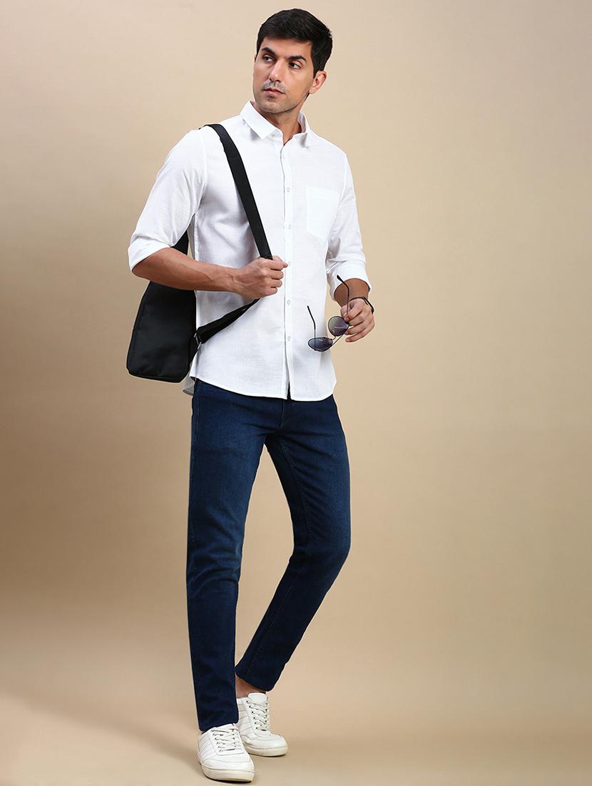 men solid slim fit mid rise jean - 21962128 - Standard Image - 4