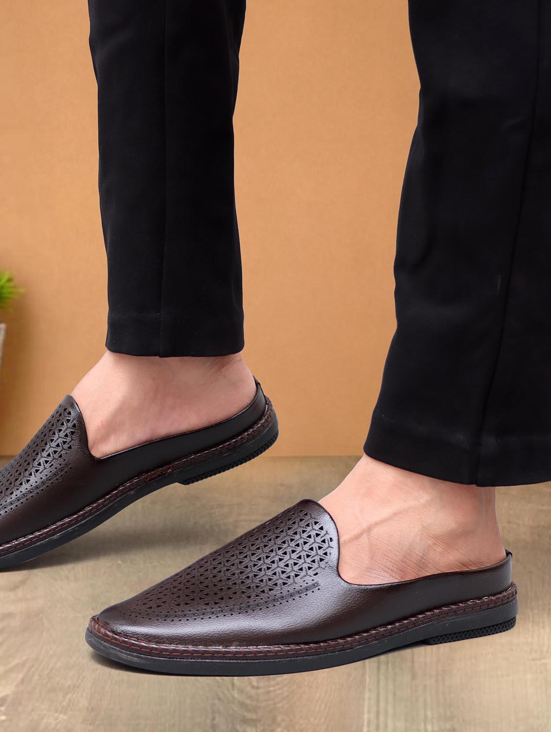 men brown cut work slip on mule - 21962131 - Standard Image - 4