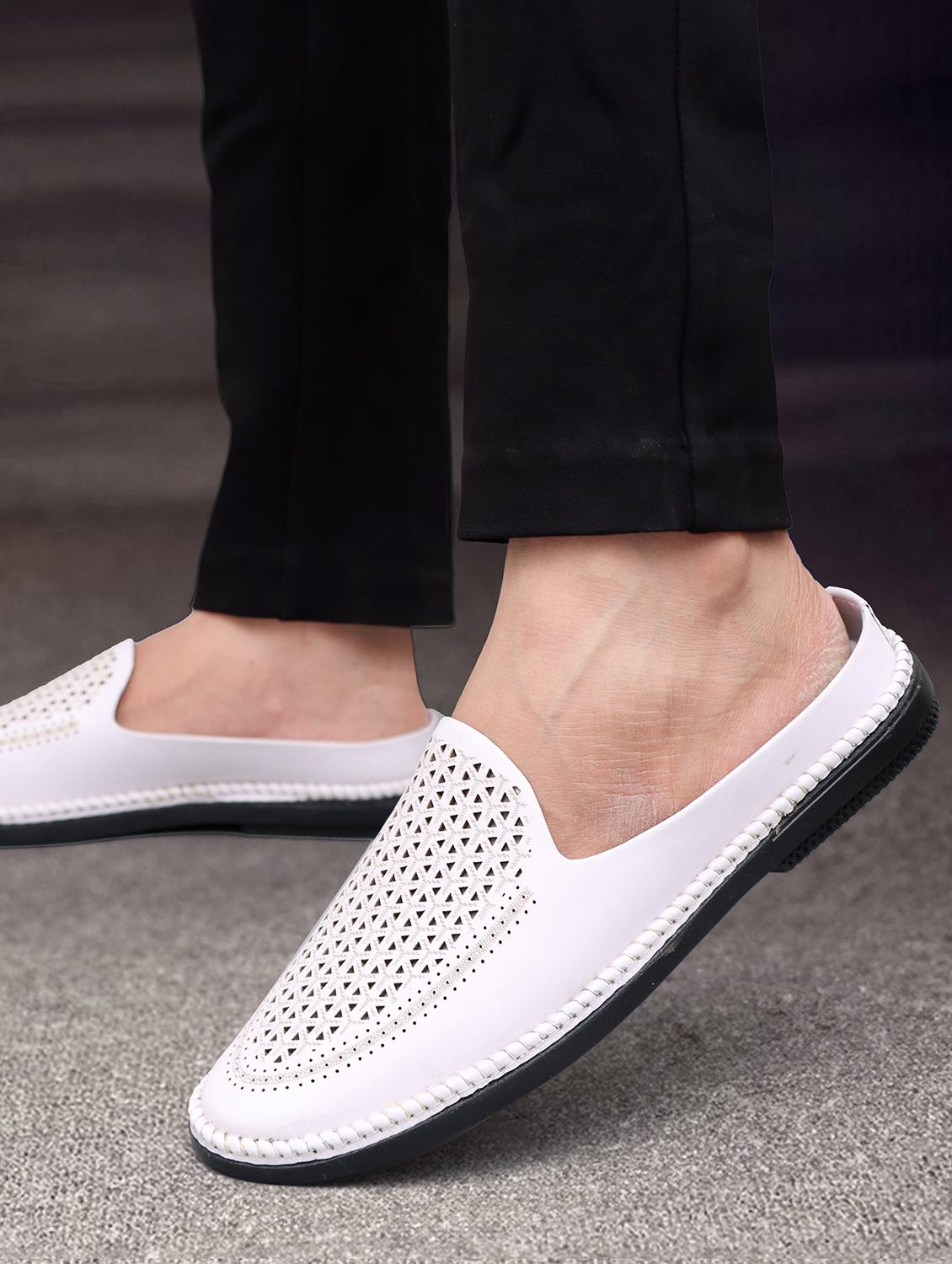 men white cut work slip on mule - 21962132 - Standard Image - 4