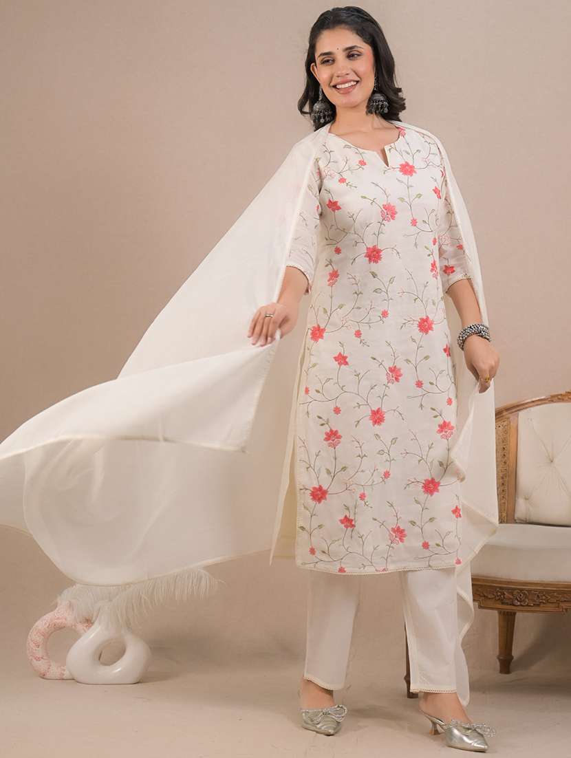 women three quarter sleeve kurta pant with dupatta set - 21962169 -  Standard Image - 1