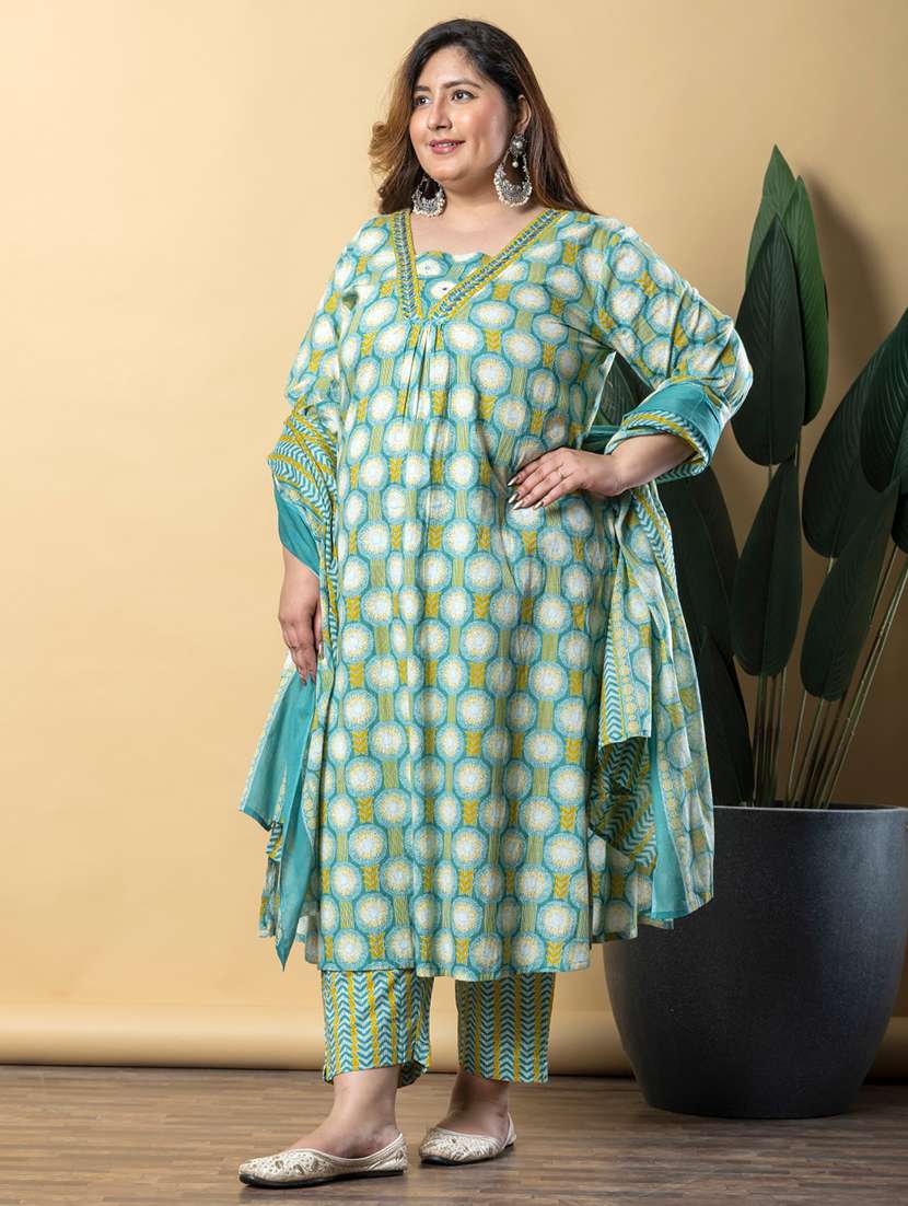 women three quarter sleeve kurta pant with dupatta set - 21962172 -  Standard Image - 1