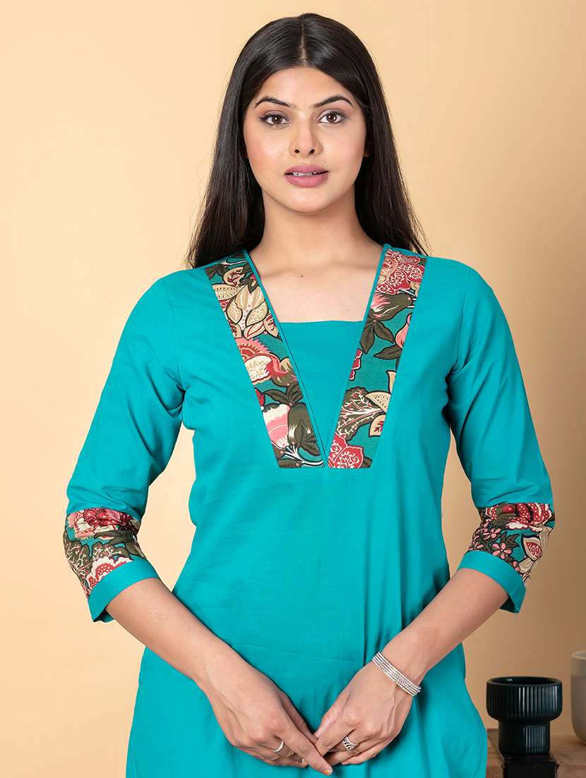 women three quarter sleeve kurta pant set - 21962180 -  Standard Image - 4