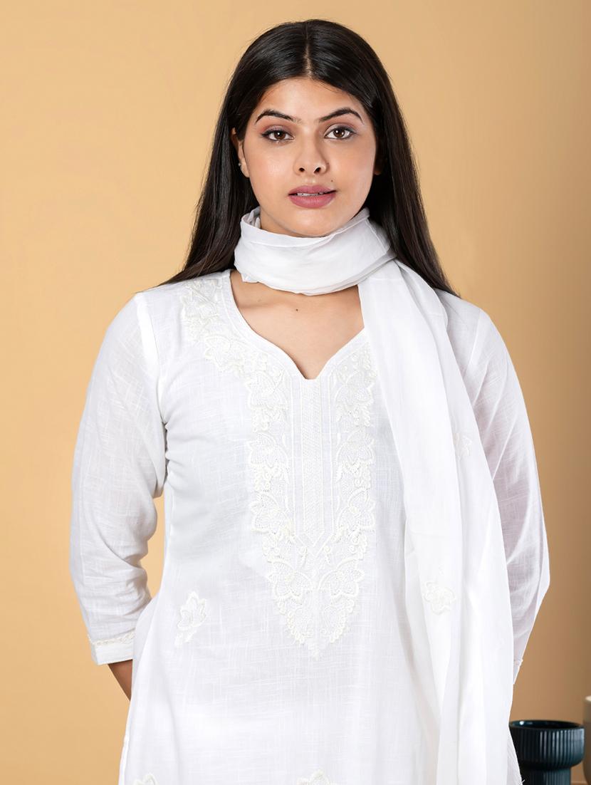 women three quarter sleeve kurta pant with dupatta set - 21962183 - Standard Image - 4