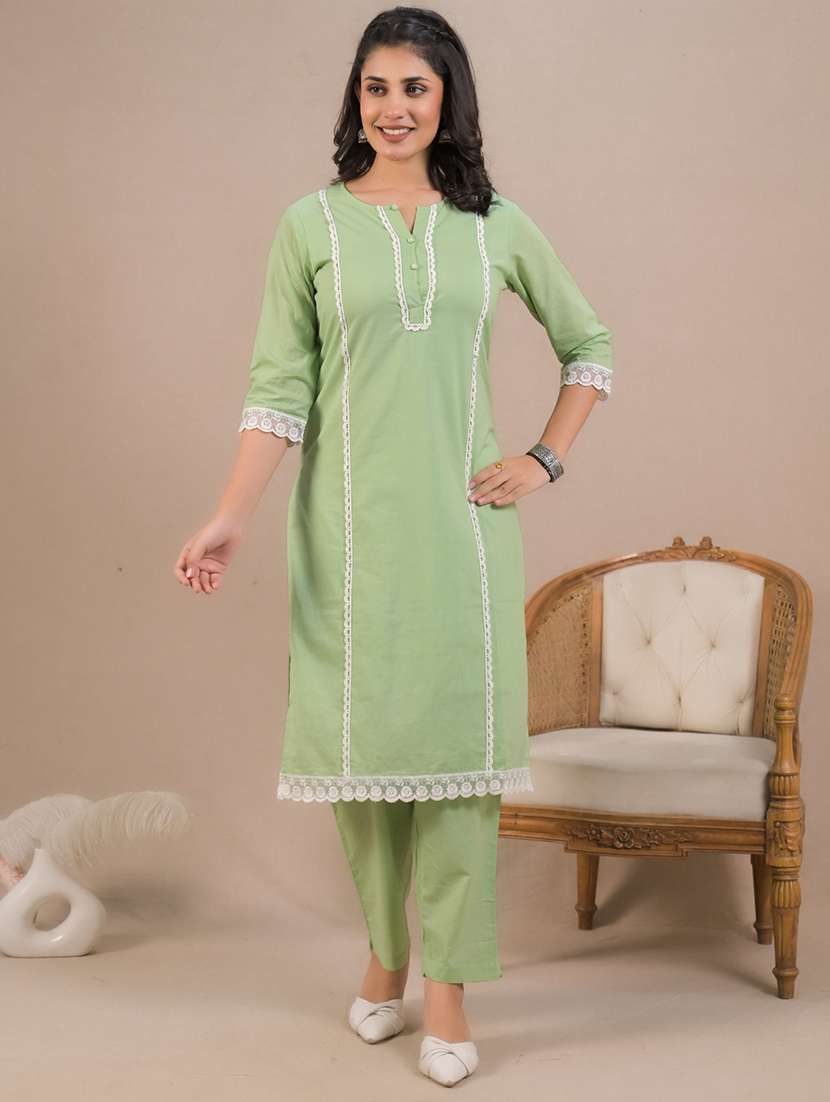 women three quarter sleeve kurta pant with dupatta set - 21962205 -  Standard Image - 1