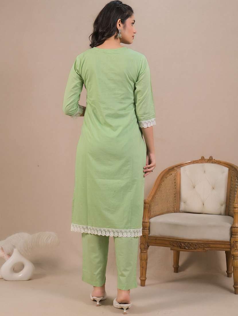 women three quarter sleeve kurta pant with dupatta set - 21962205 -  Standard Image - 4