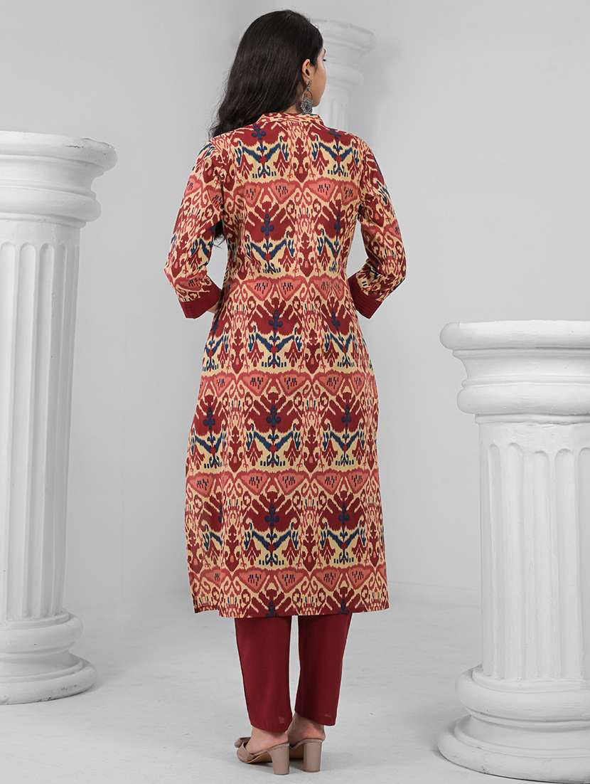 women printed three quarter sleeve kurta pant set - 21962213 -  Standard Image - 4