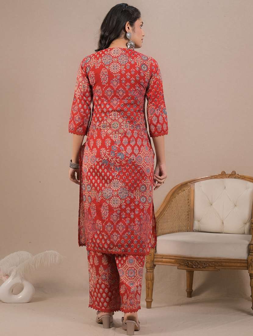 women printed three quarter sleeve kurta pant set - 21962214 -  Standard Image - 4