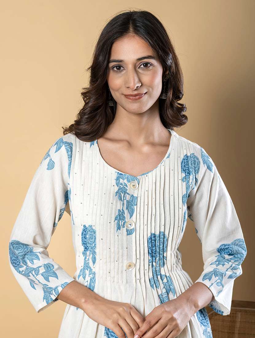 women printed three quarter sleeve kurta pant set - 21962221 -  Standard Image - 4