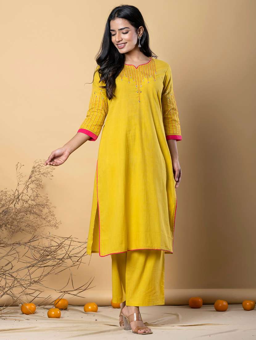 women printed three quarter sleeve kurta pant set - 21962226 -  Standard Image - 1