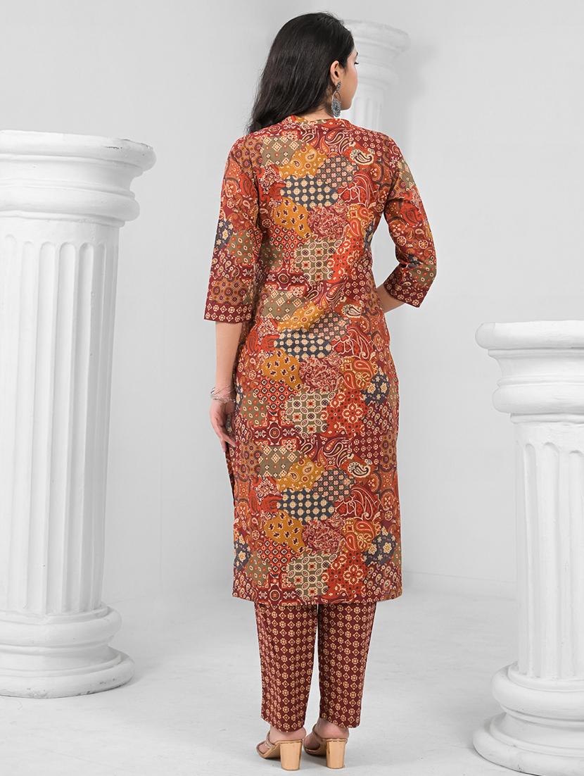 women three quarter sleeve kurta pant with dupatta set - 21962228 - Standard Image - 4