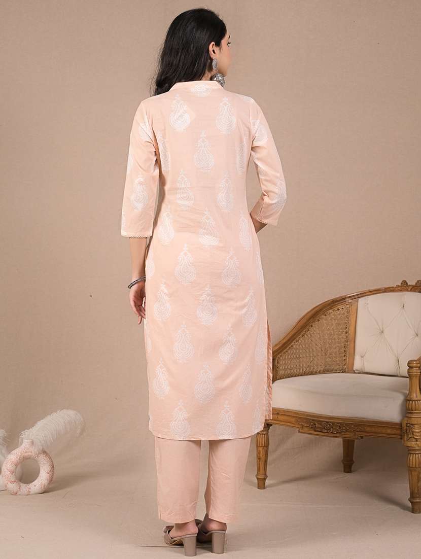 women three quarter sleeve kurta pant with dupatta set - 21962238 -  Standard Image - 4