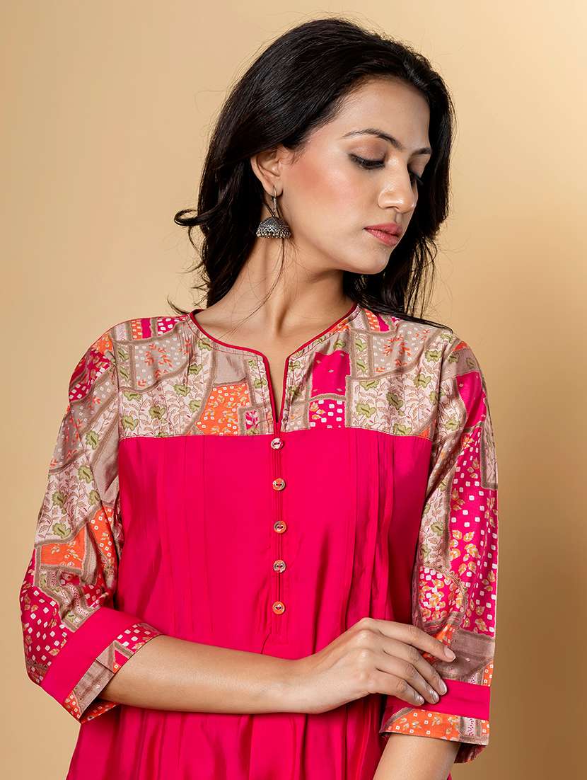 women three quarter sleeve kurta pant set - 21962248 -  Standard Image - 4