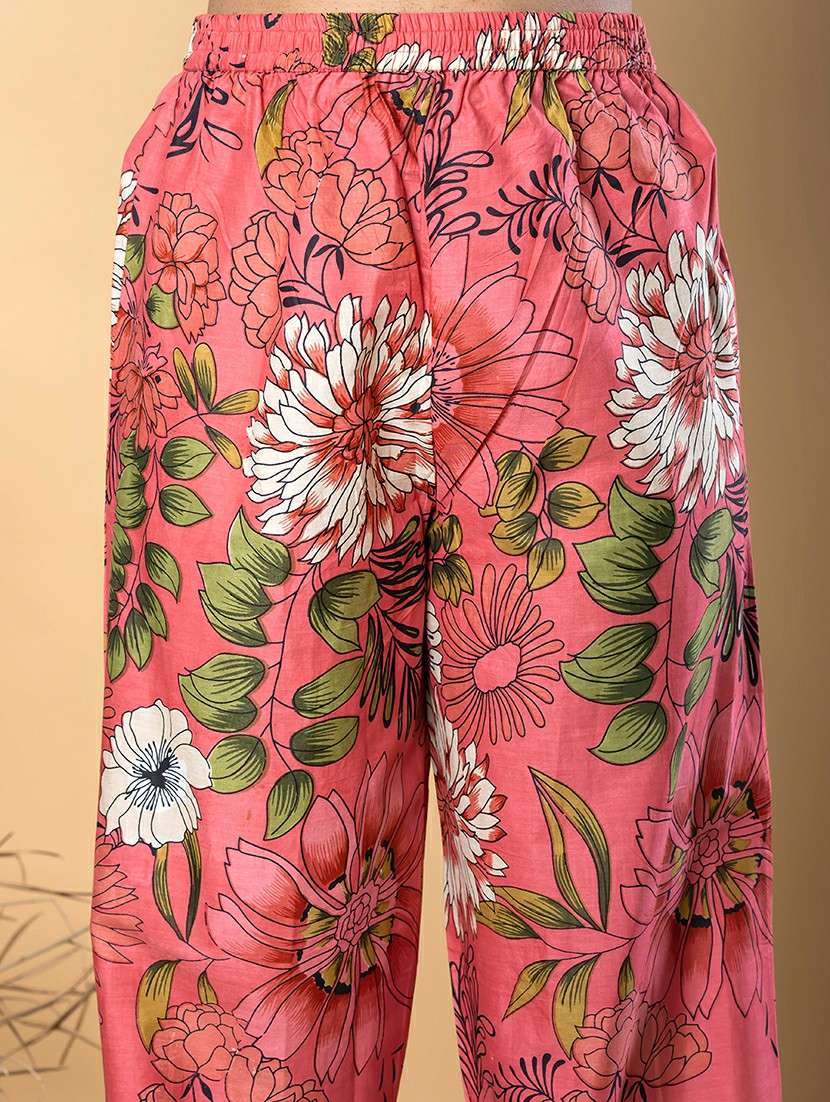 women printed three quarter sleeve kurta pant set - 21962268 -  Standard Image - 4