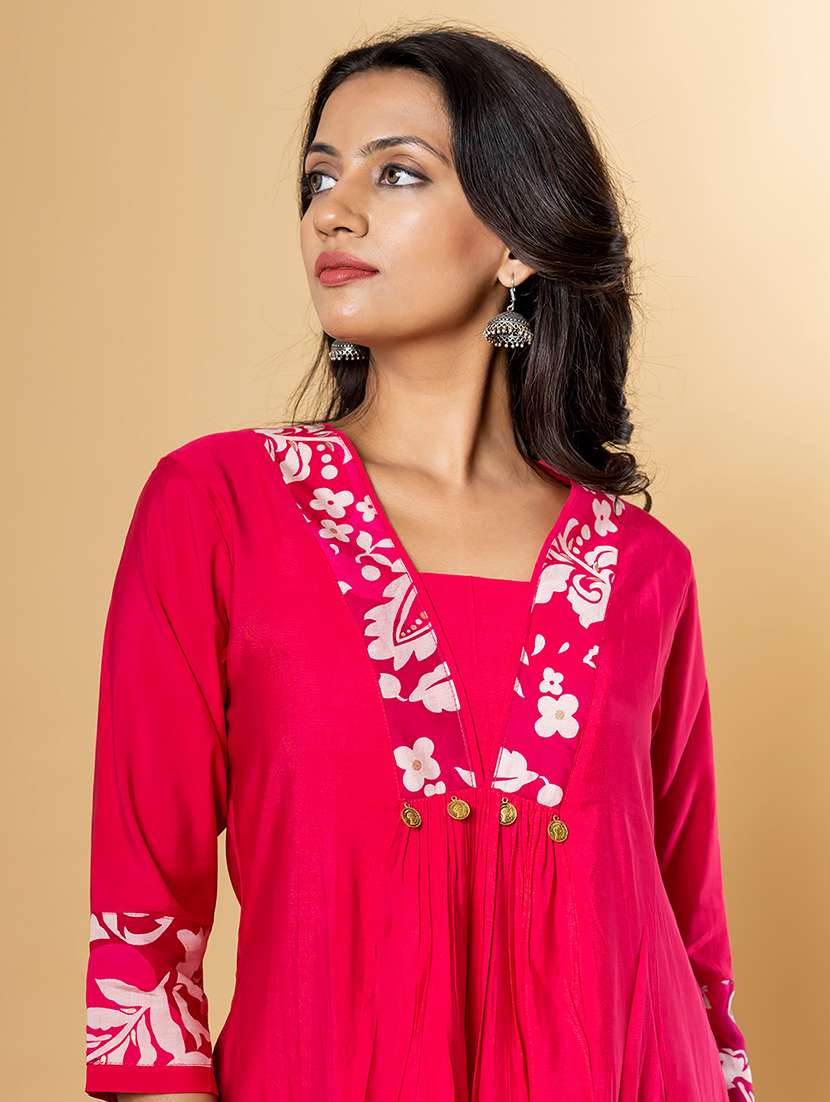 women printed three quarter sleeve kurta pant set - 21962309 -  Standard Image - 4